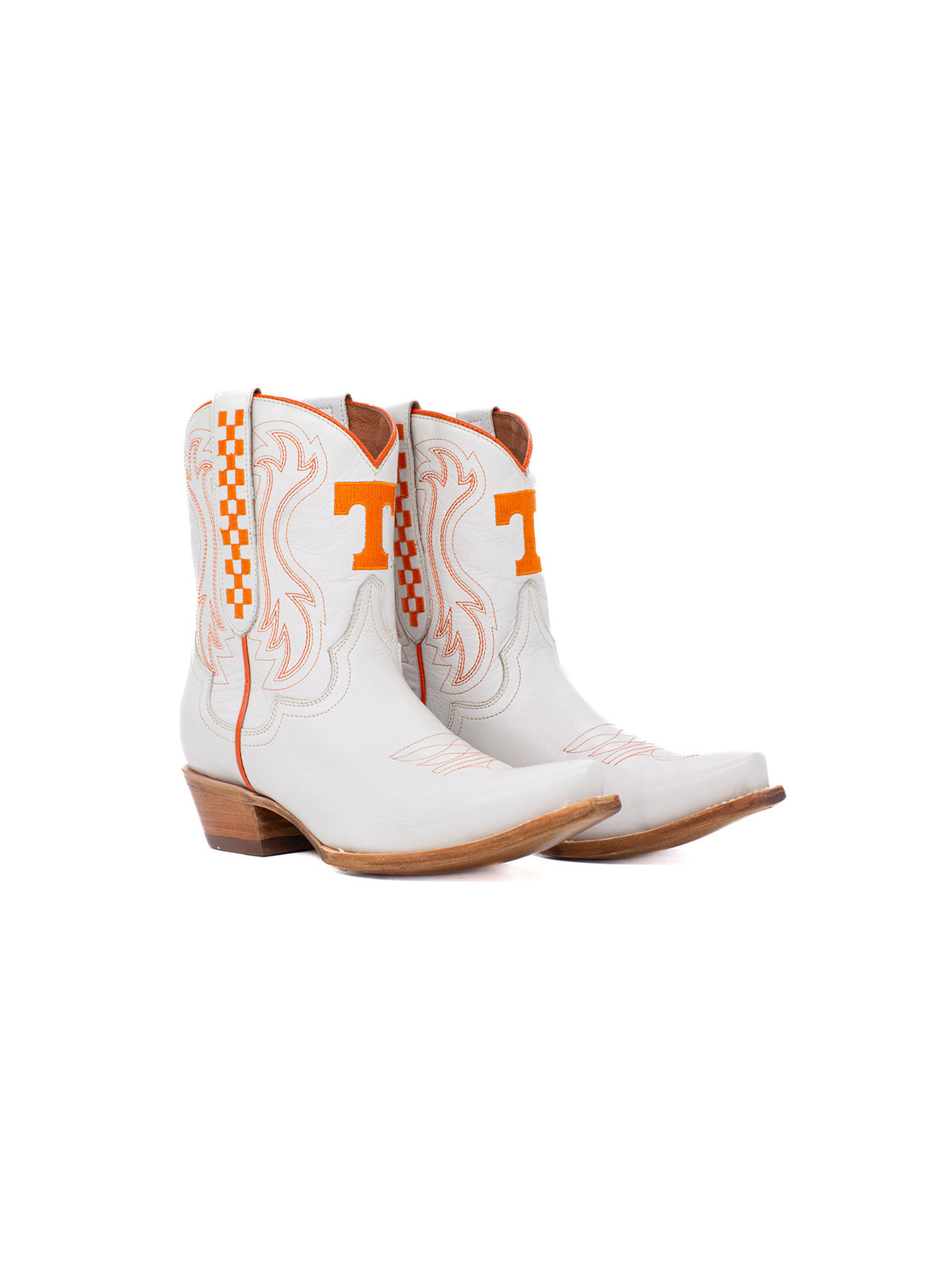 Gameday Boots Tennessee Volunteers Ivory Leather Gameday Shorty Western Boot Orange Power T Logo