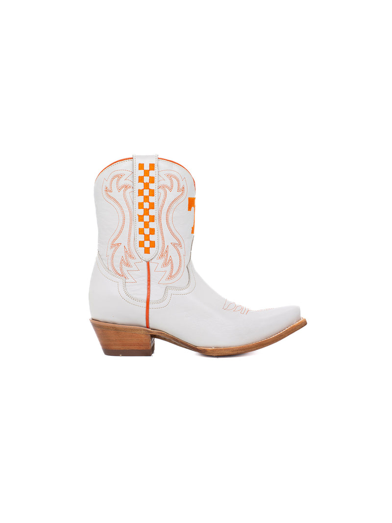 Gameday Boots Tennessee Volunteers Ivory Leather Gameday Shorty Western Boot Orange Power T Logo