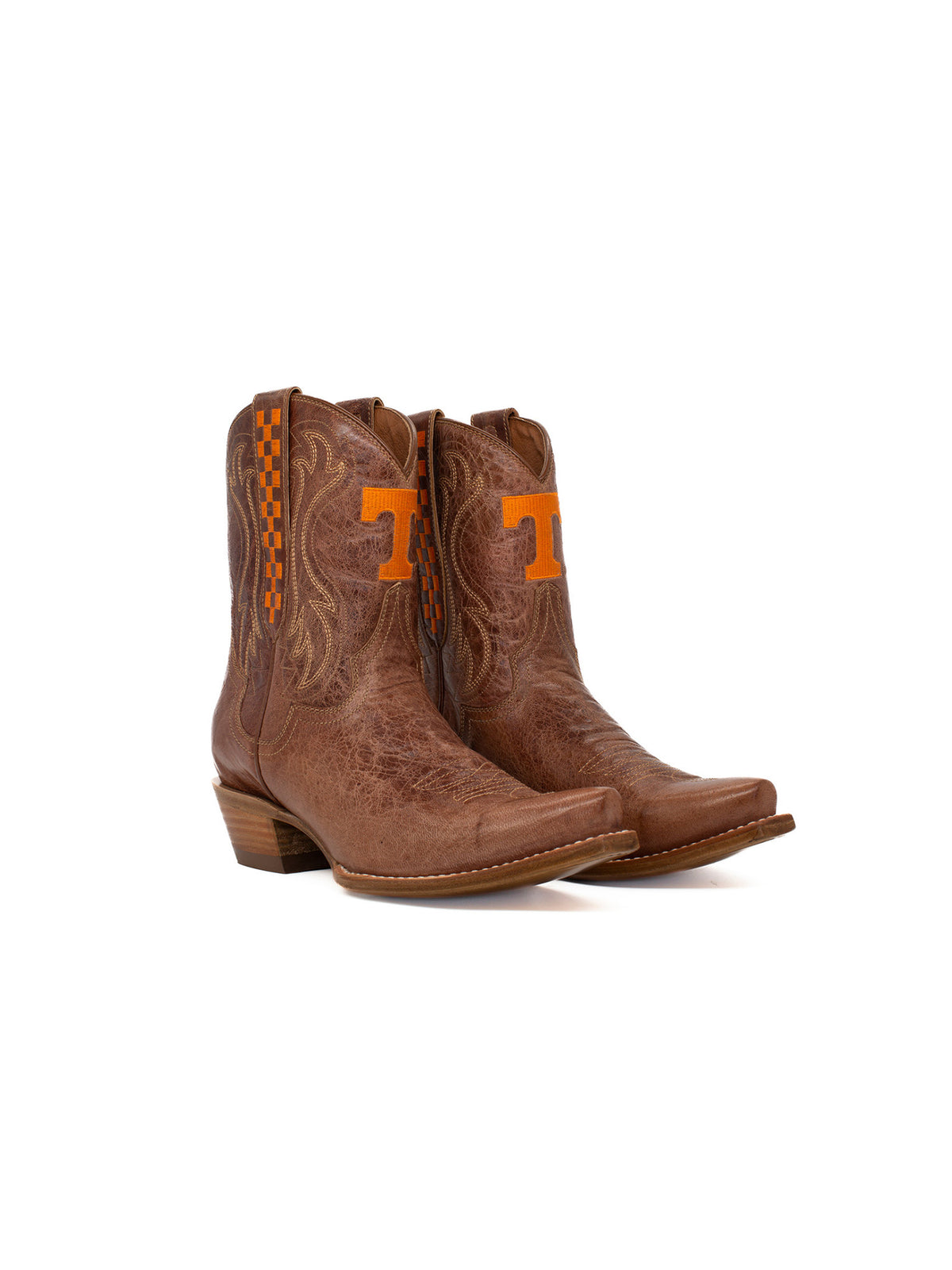 Gameday Boots Tennessee Volunteers Tan Leather Gameday Shorty Western Boot Orange Power T Logo