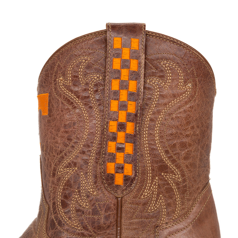 Gameday Boots Tennessee Volunteers Tan Leather Gameday Shorty Western Boot Orange Power T Logo