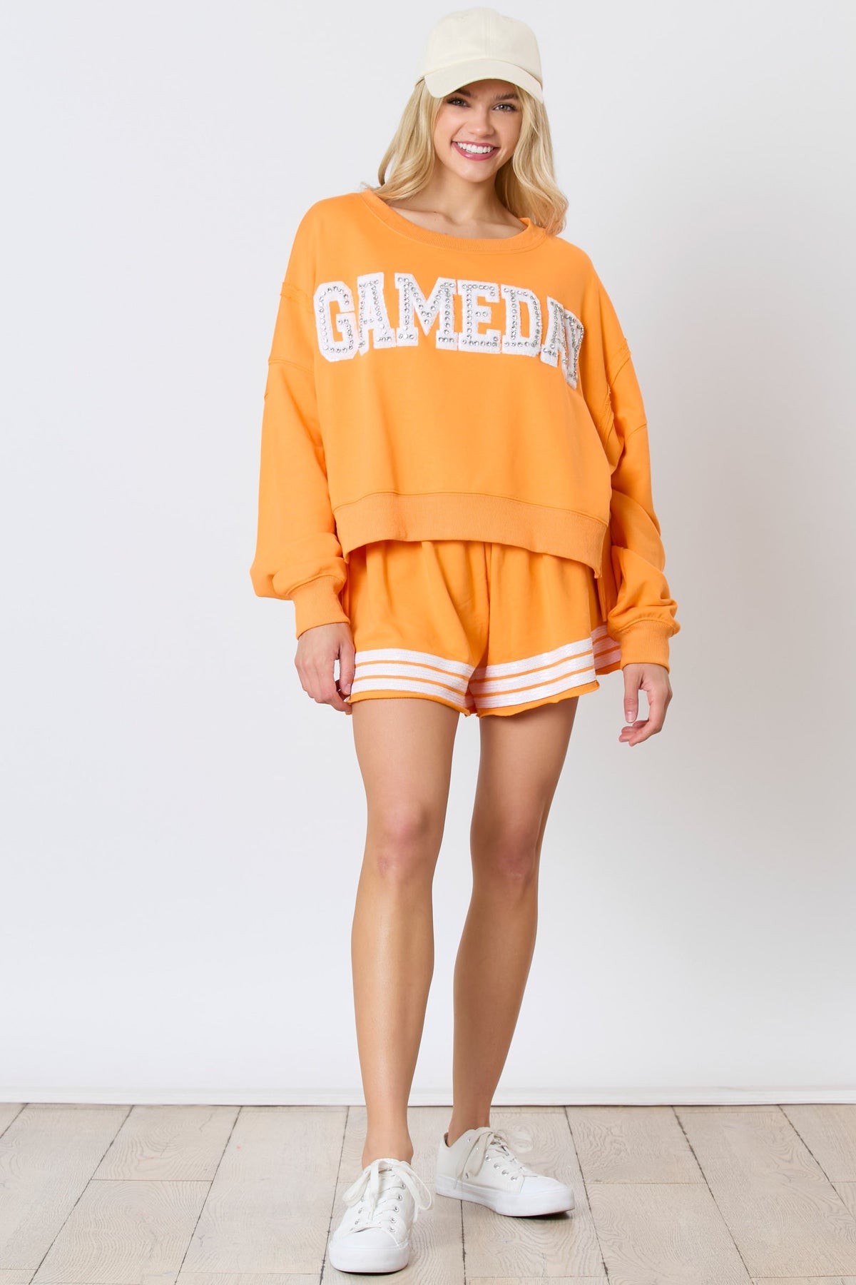 gameday crystal stone detail sweatshirt in tennessee orange-front