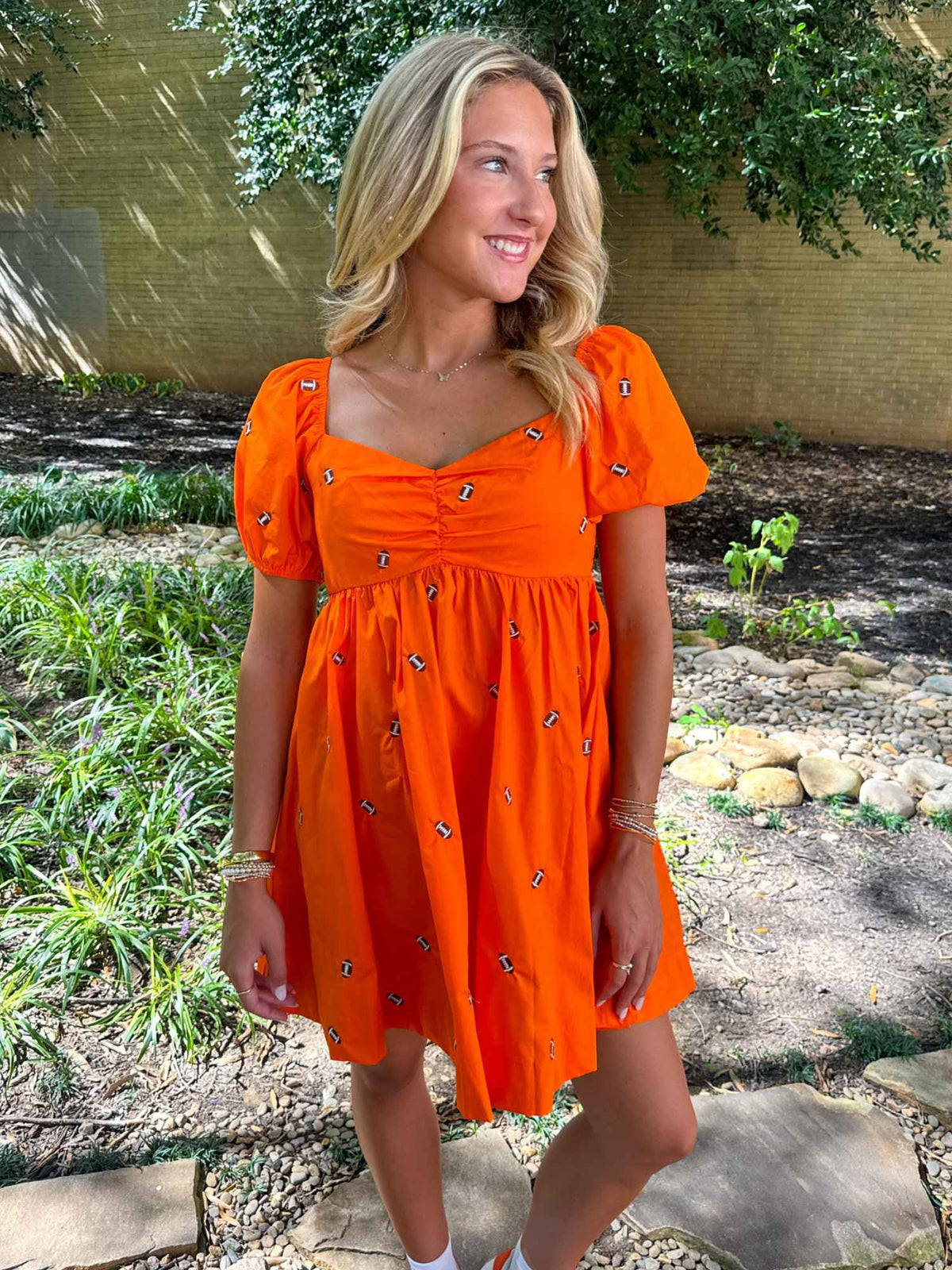 Gameday Football Puff Sleeve Mini Dress