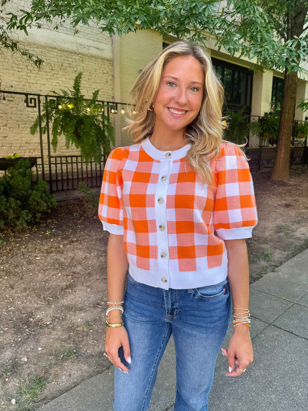 Gameday Gingham Knit Cardigan