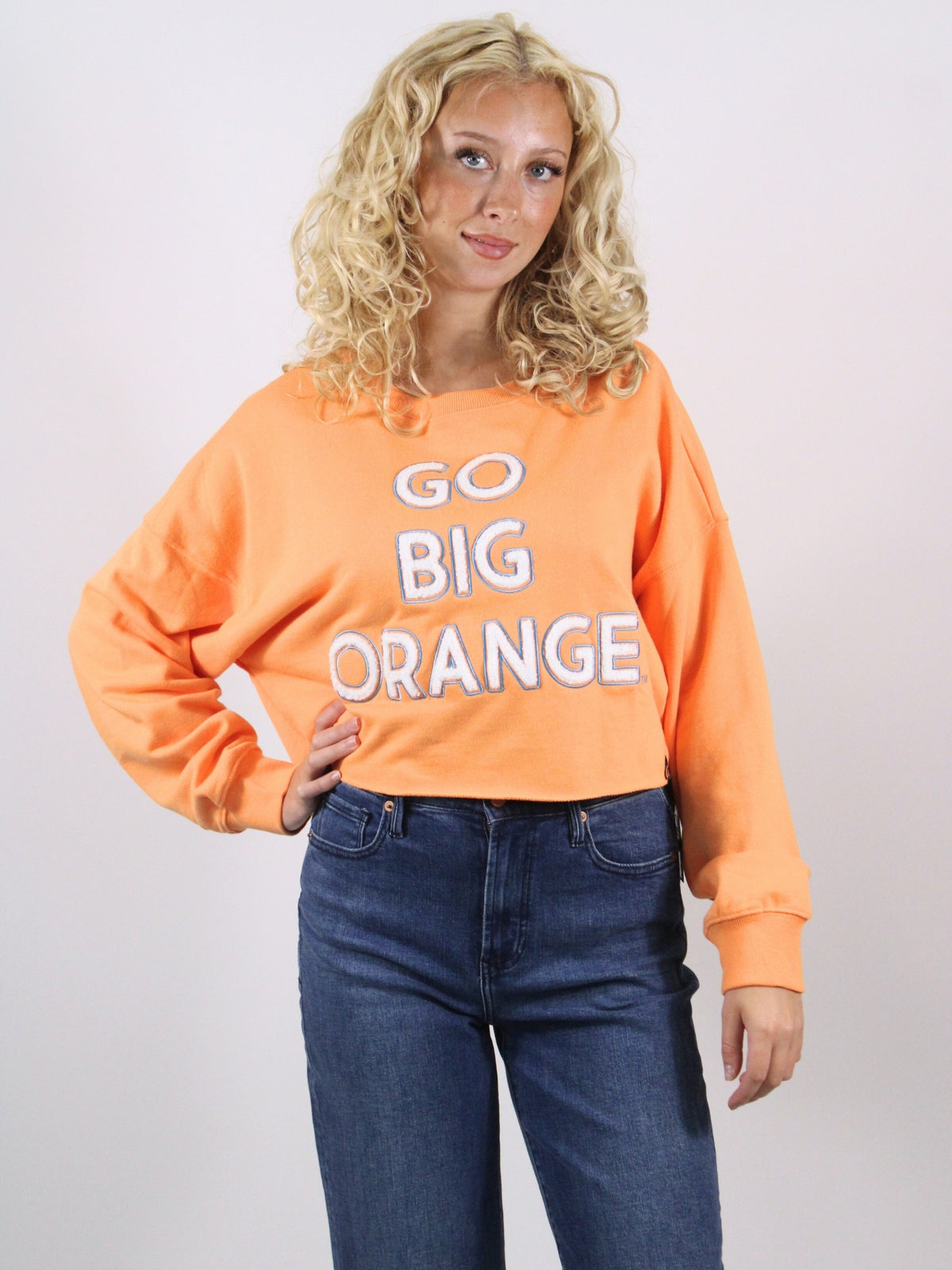 Go Big Orange Perkins Chenille Cropped Crewneck