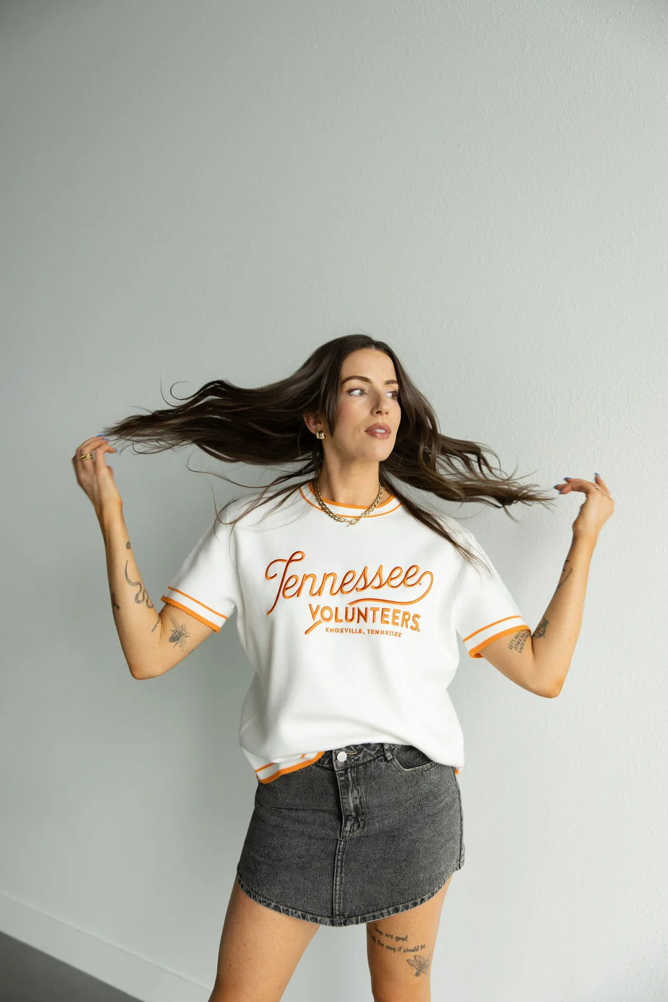 gameday social Tennessee Clayton Classic Luxe Sweater Tee  sherbert white