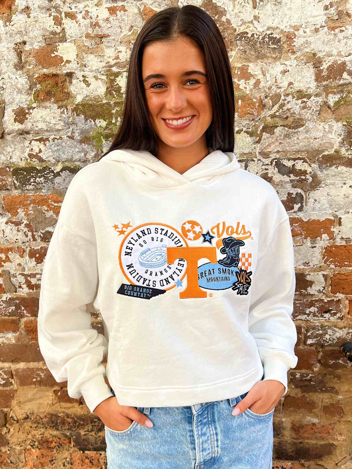 Tennessee Layer Patch Luxe Crop Hoodie