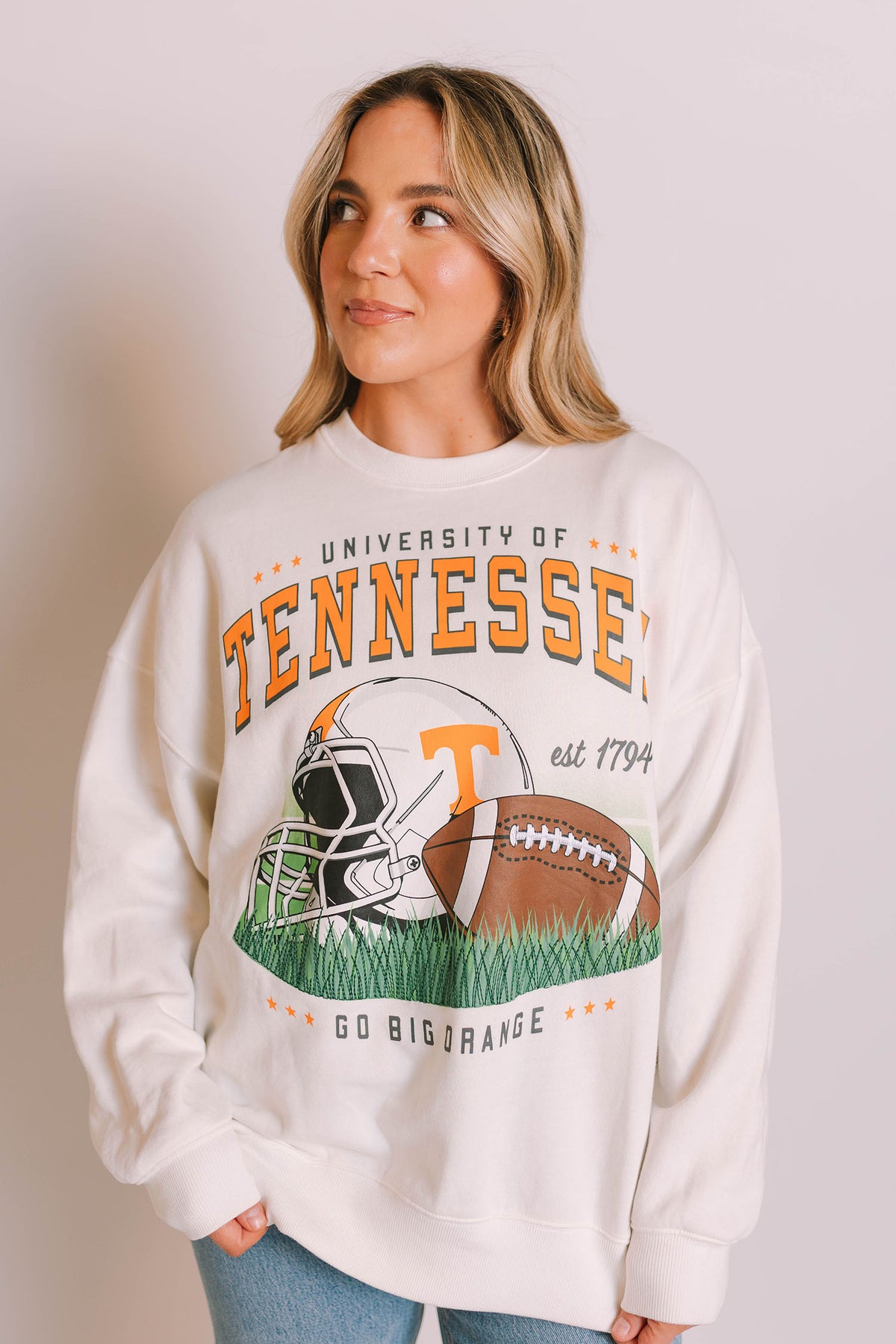 gameday social university of tennessee malone oversized crewneck sweatshirt for tennesse game day