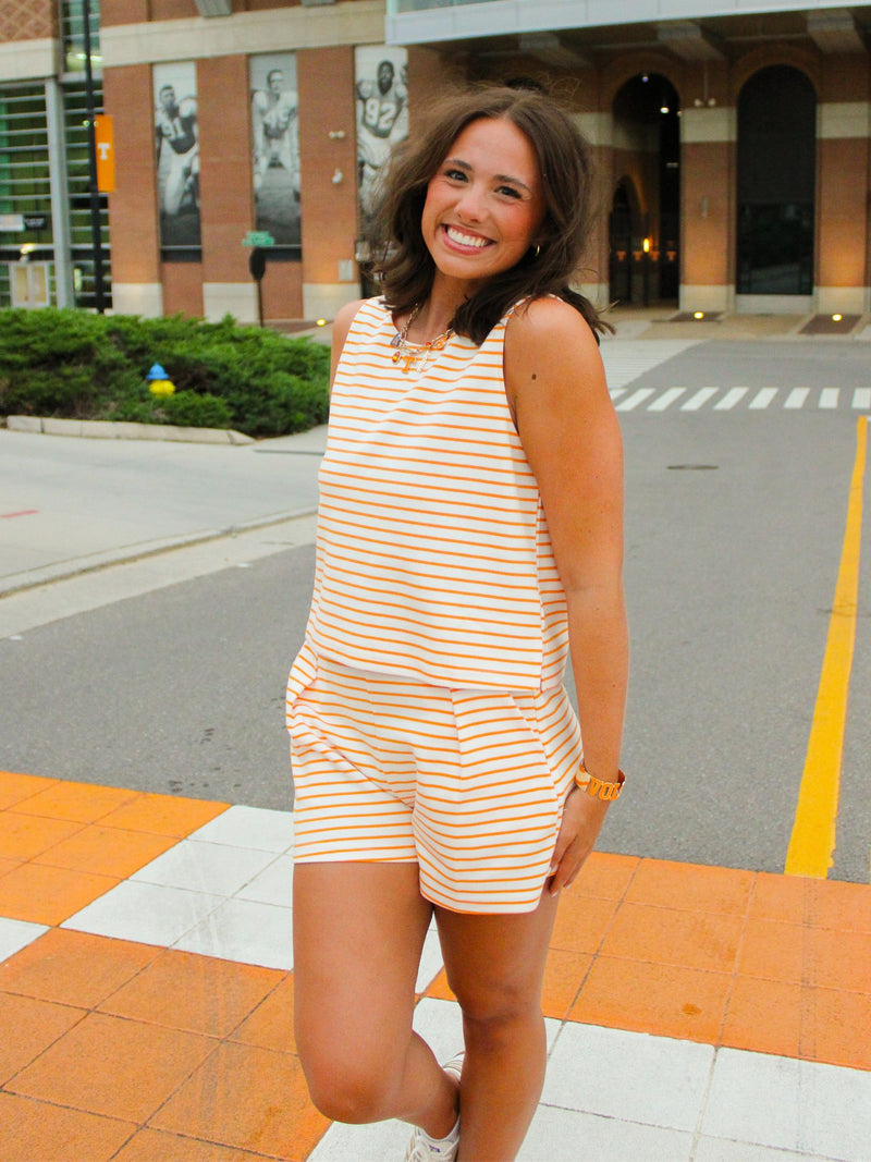 Volunteer Weekend Striped Set white orange