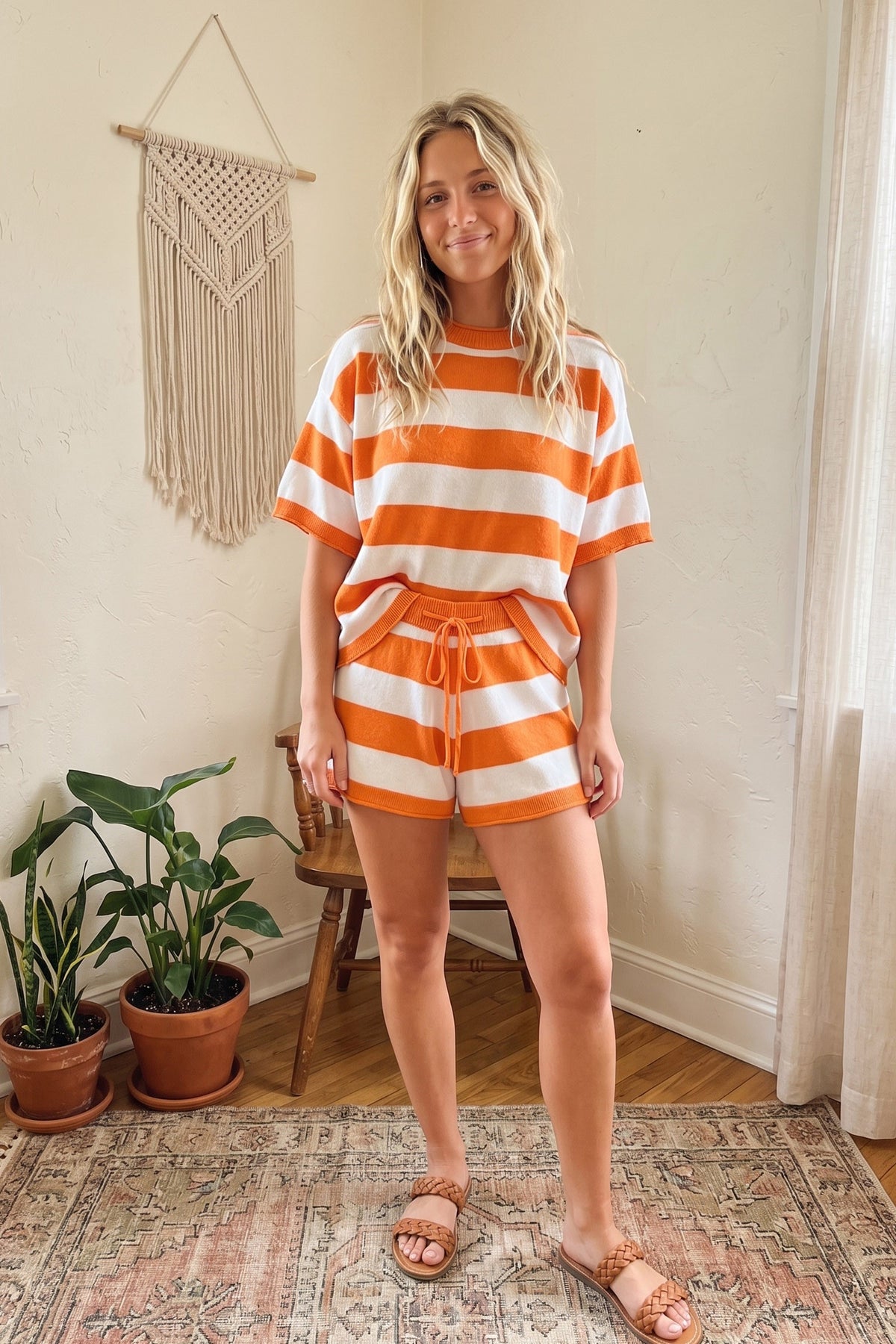 Tennessee Stripe Gameday Knit Set orange and white 