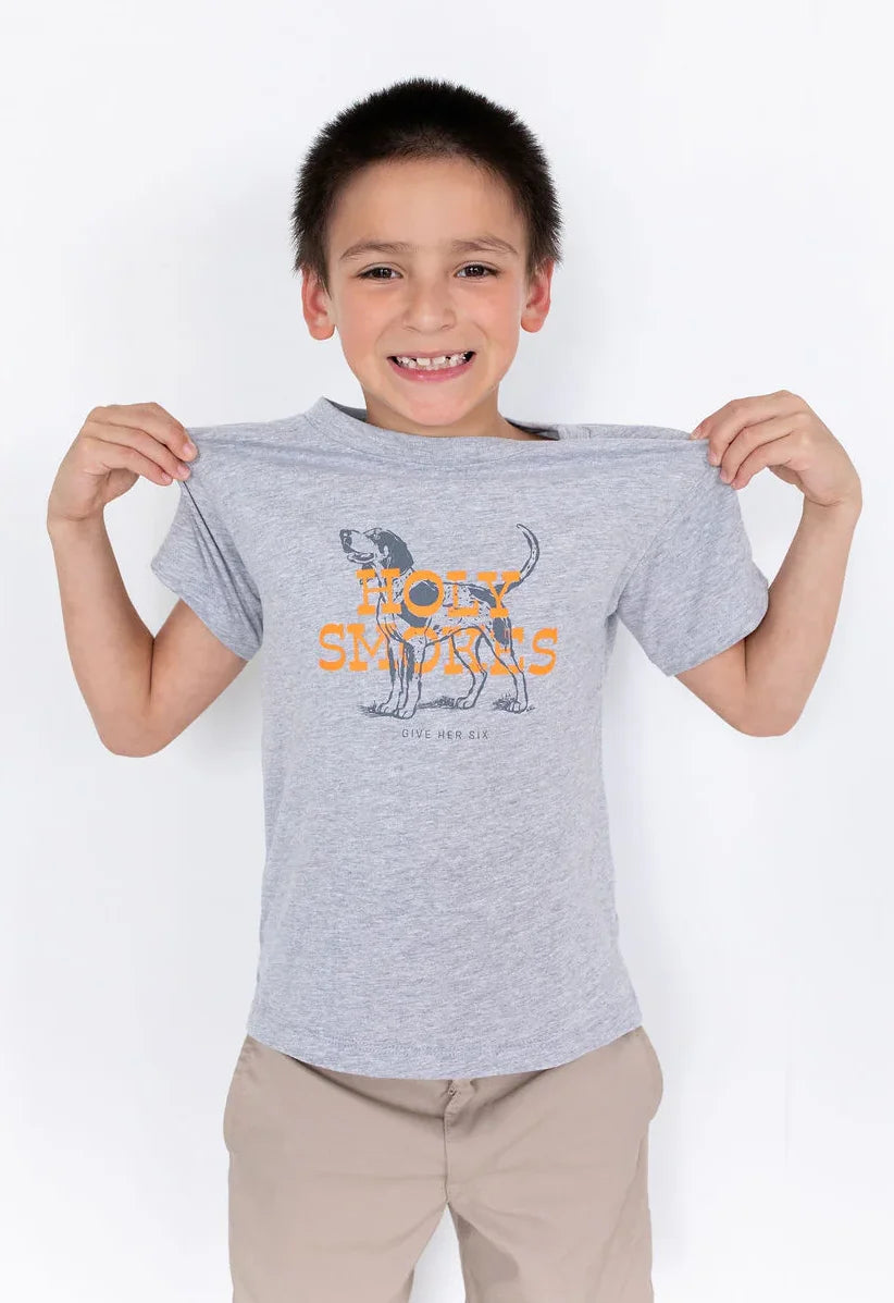 Give Her Six Toddler & Kids Grey Holy Smokes Short Sleeve T-Shirt