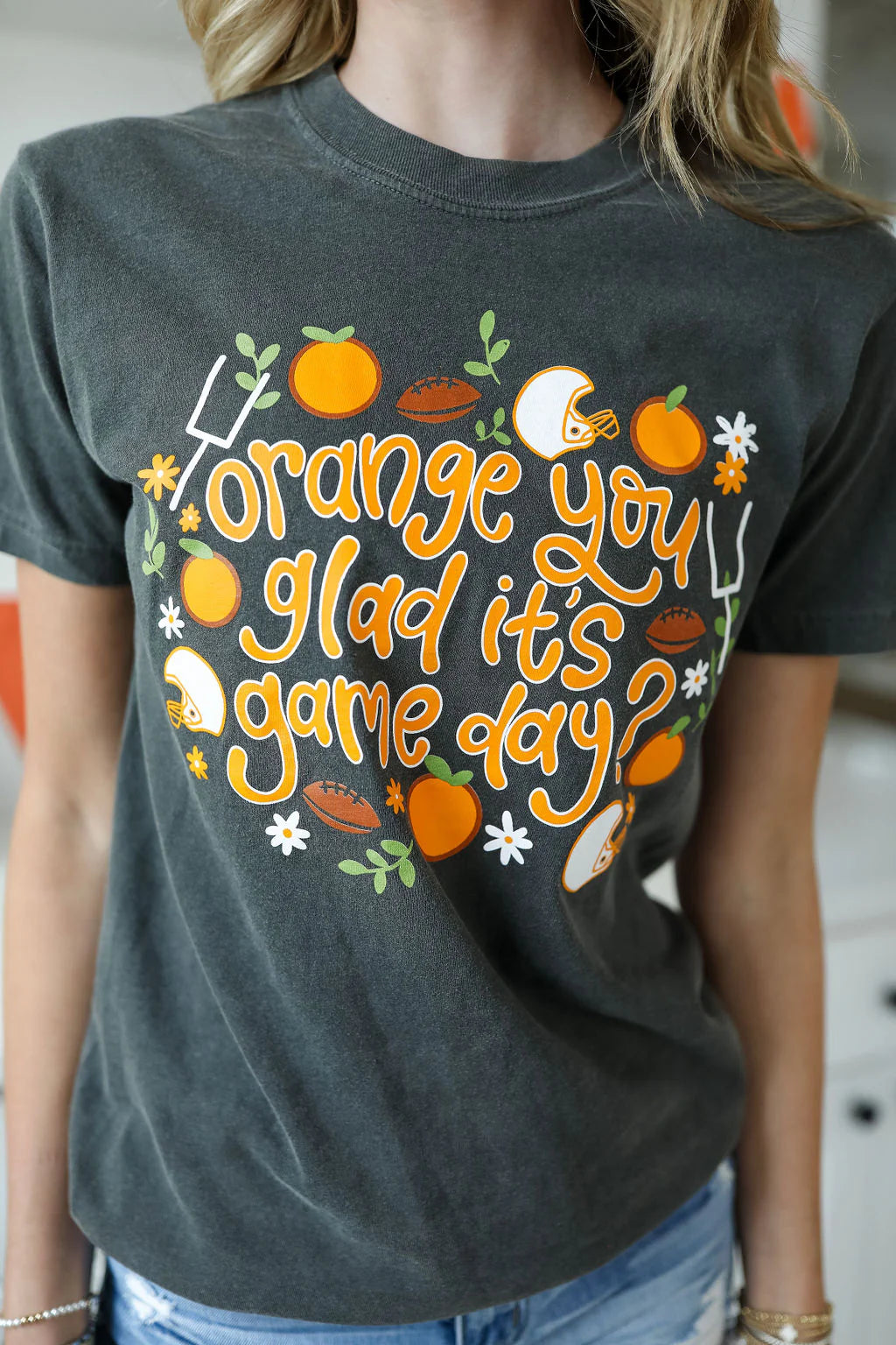 give her six orange you glad it's game day t-shirt