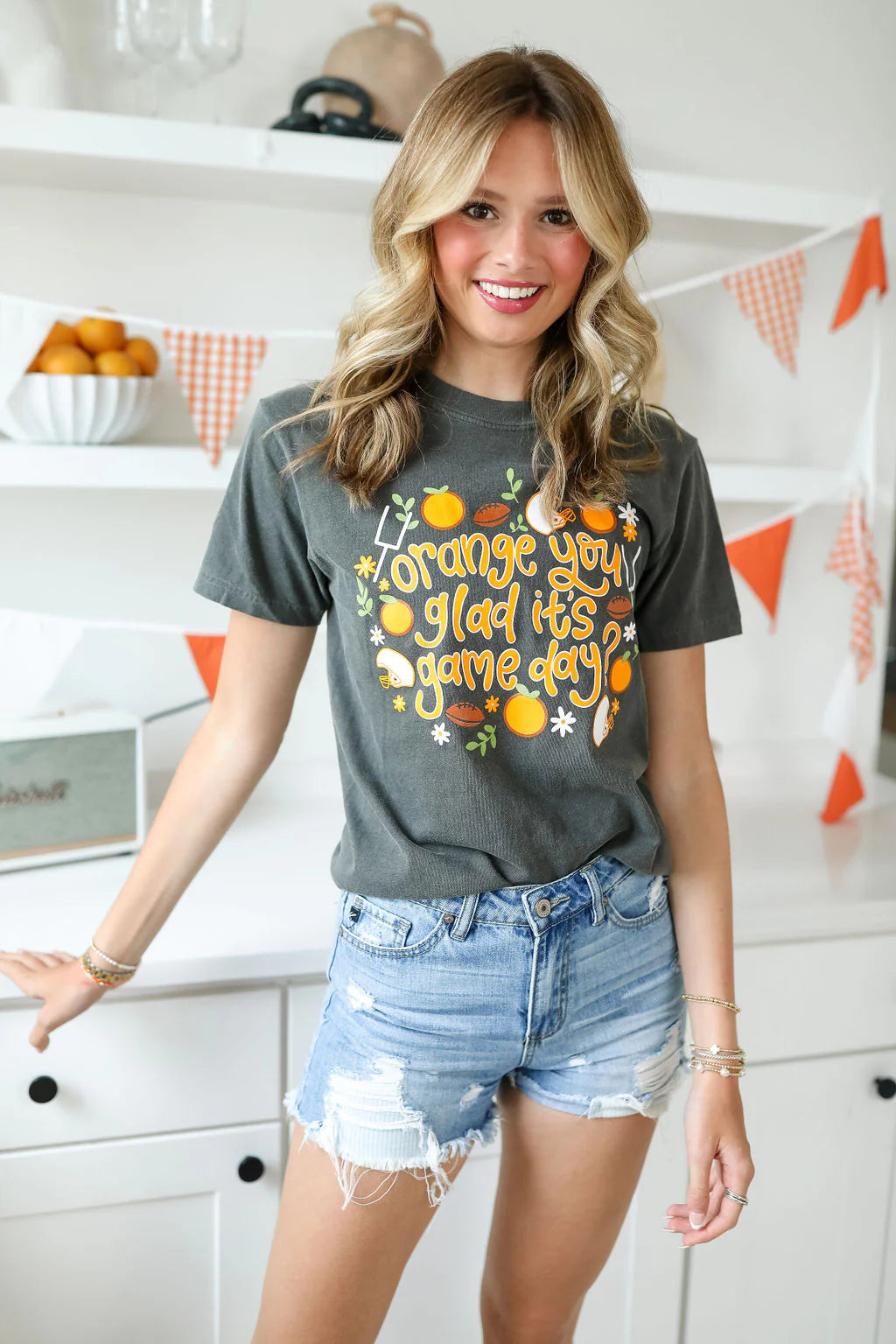 give her six orange you glad it's game day t-shirt