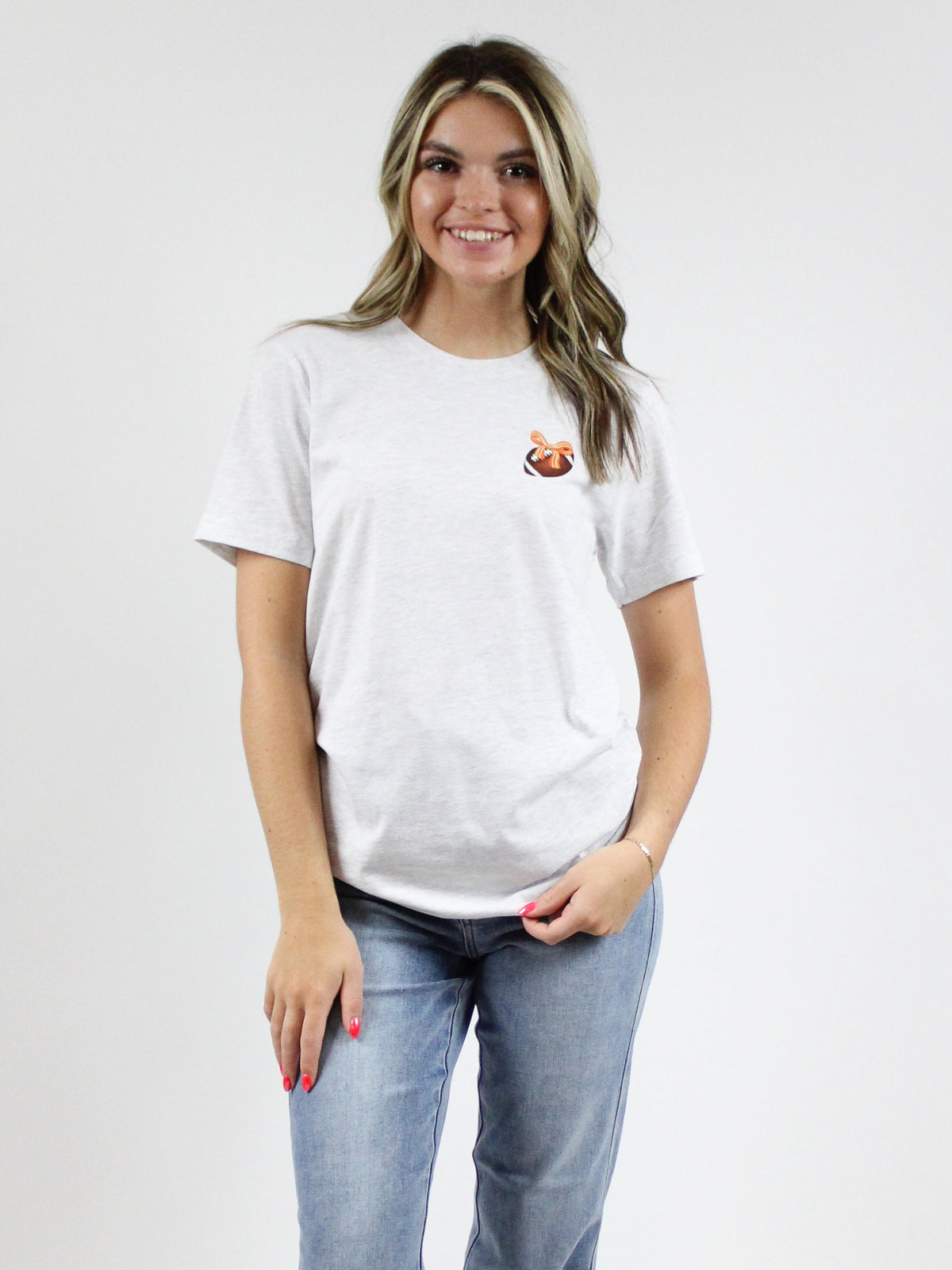 go vols coquette football knox graphic tee in gray-front