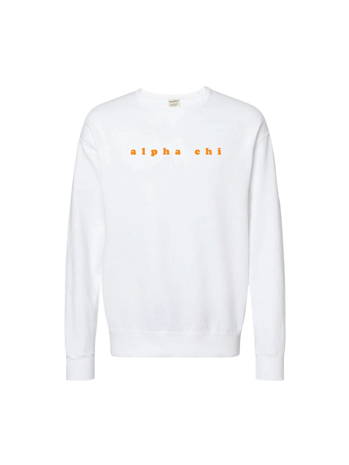 greek sorority orange bubble letter embroidered sweatshirt alpha chi omega