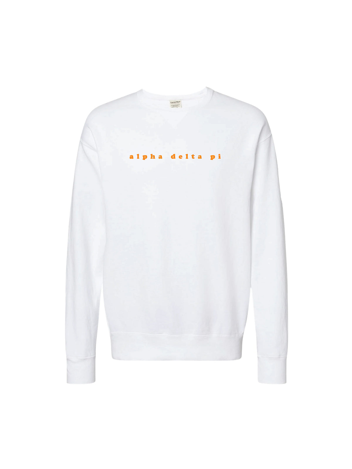 greek sorority orange bubble letter embroidered sweatshirt alpha delta pi