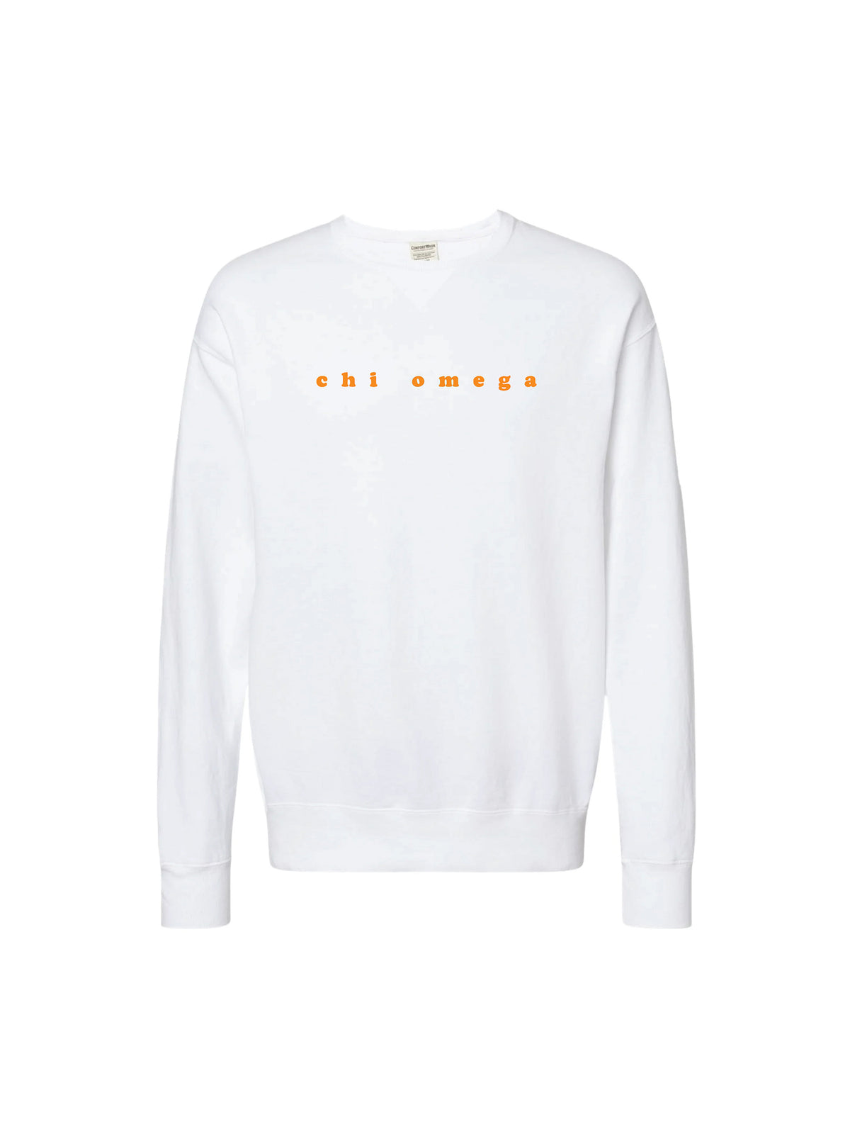 greek sorority orange bubble letter embroidered sweatshirt chi omega