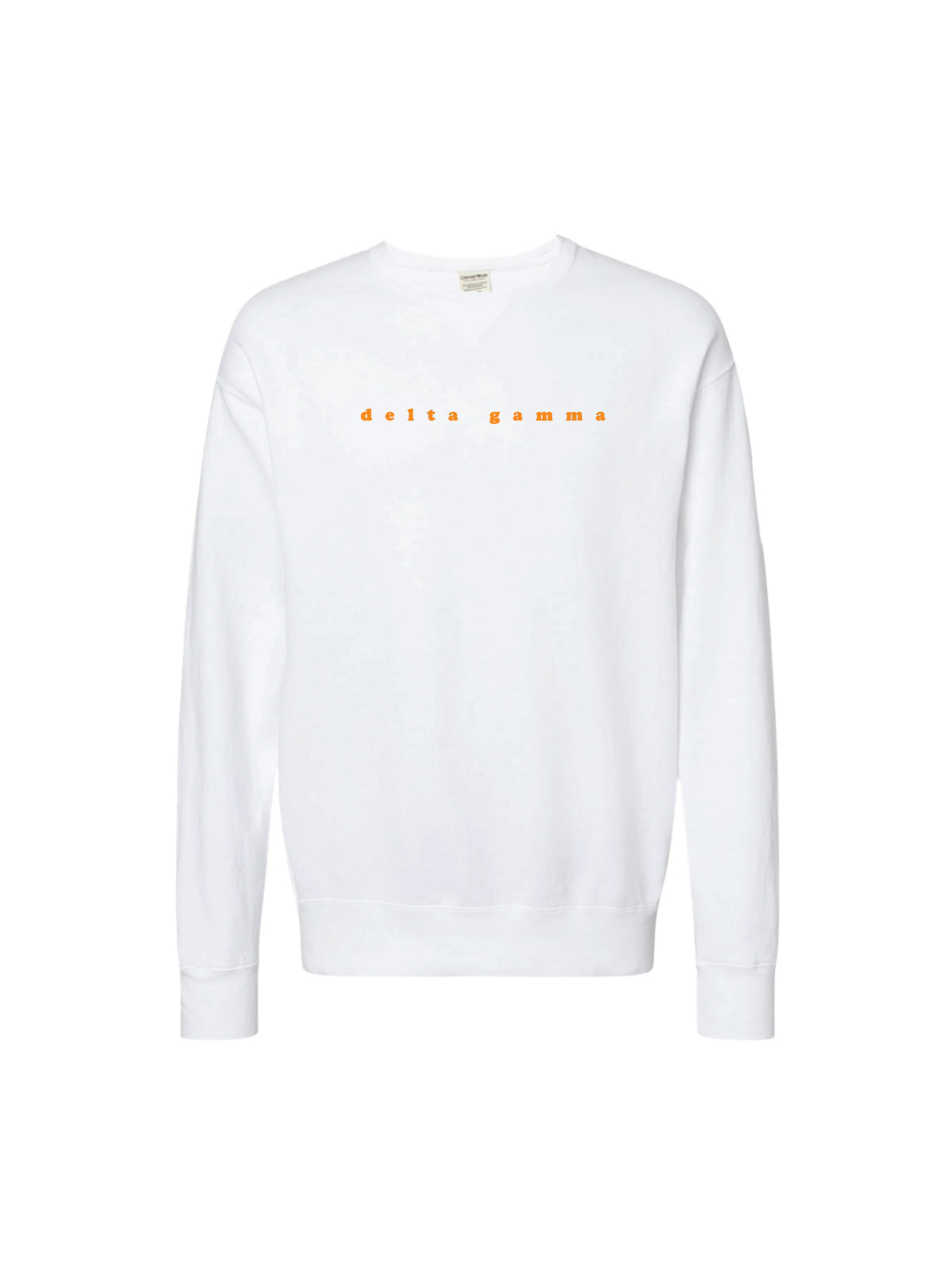 greek sorority orange bubble letter embroidered sweatshirt delta gamma