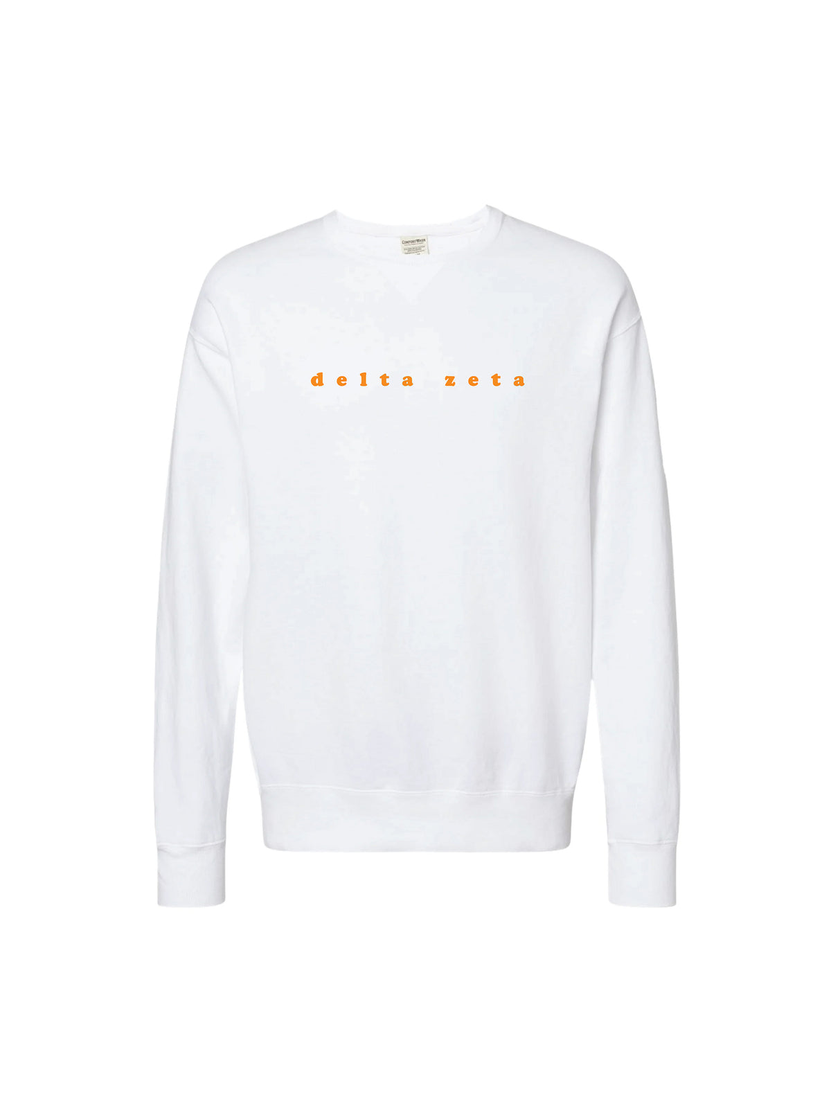 greek sorority orange bubble letter embroidered sweatshirt delta zeta