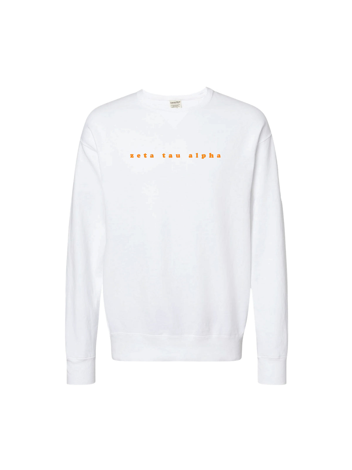 greek sorority orange bubble letter embroidered sweatshirt zeta tau alpha