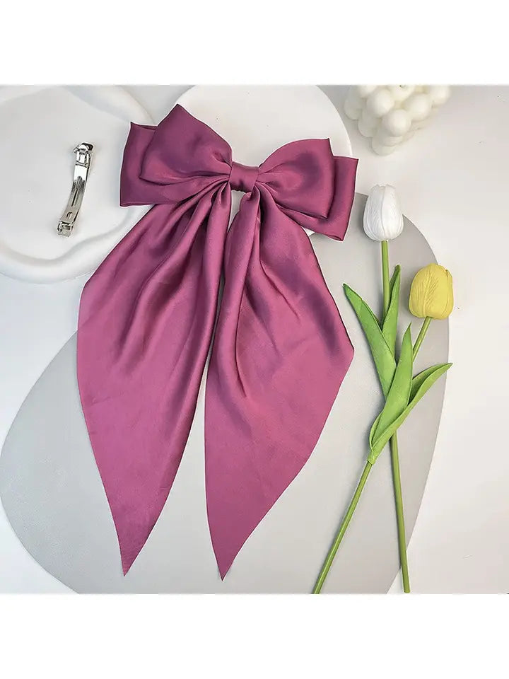 hair bow in mauve