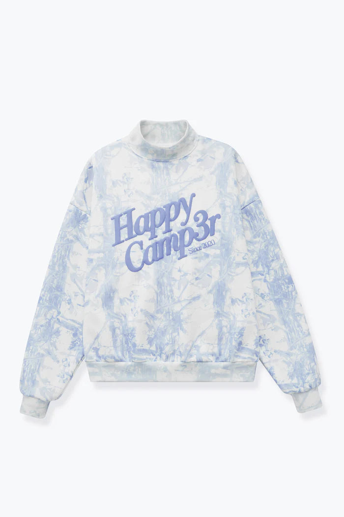Happy Camp3r Camo Mockneck Sweatshirt in light blue 
