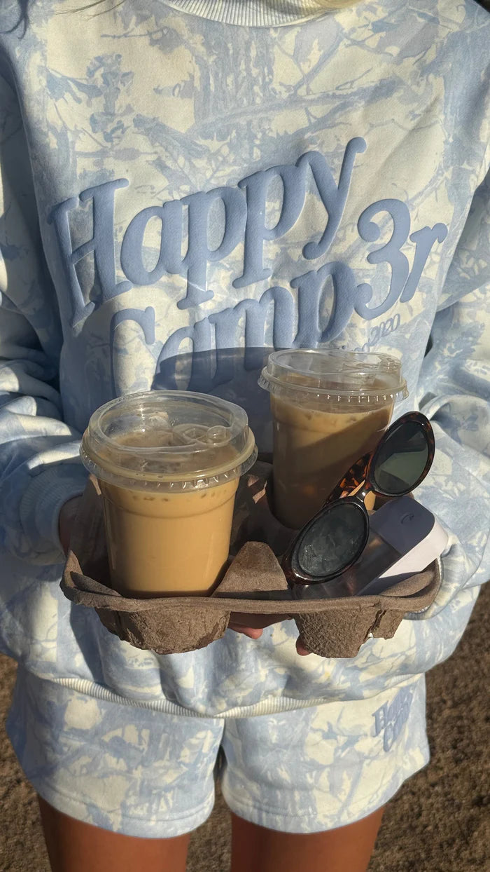 Happy Camp3r Camo Mockneck Sweatshirt in light blue 
