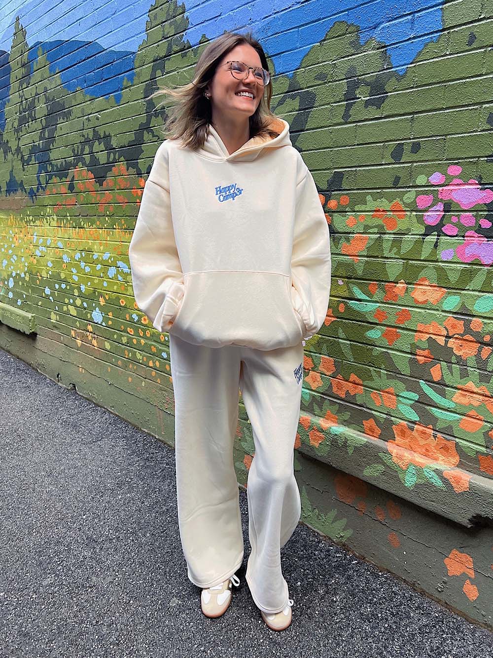 Happy Camp3r Buttery Pancake Hoodie & Sweatpant Set Soft Yellow