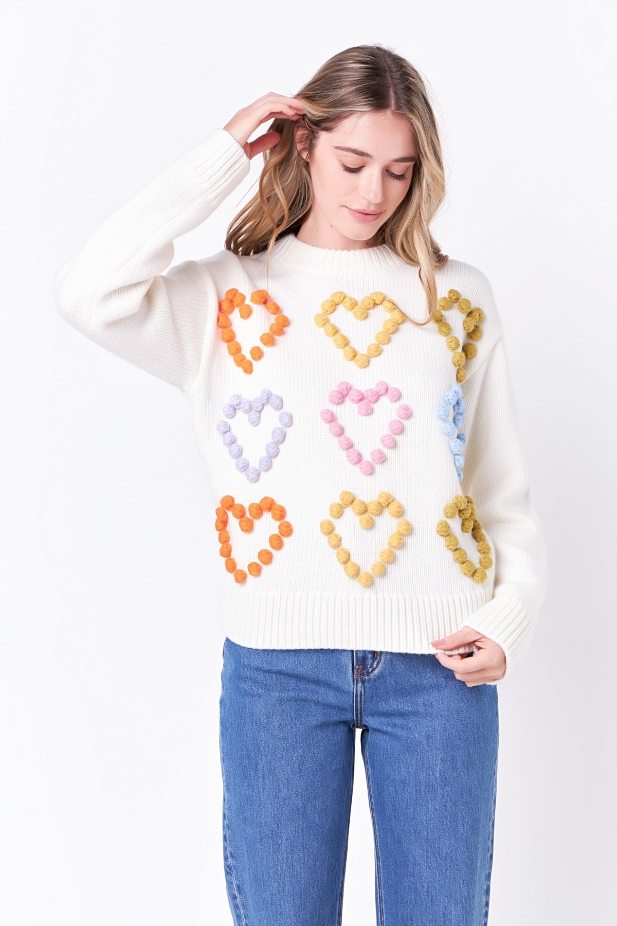 Heart Pom Detail Sweater