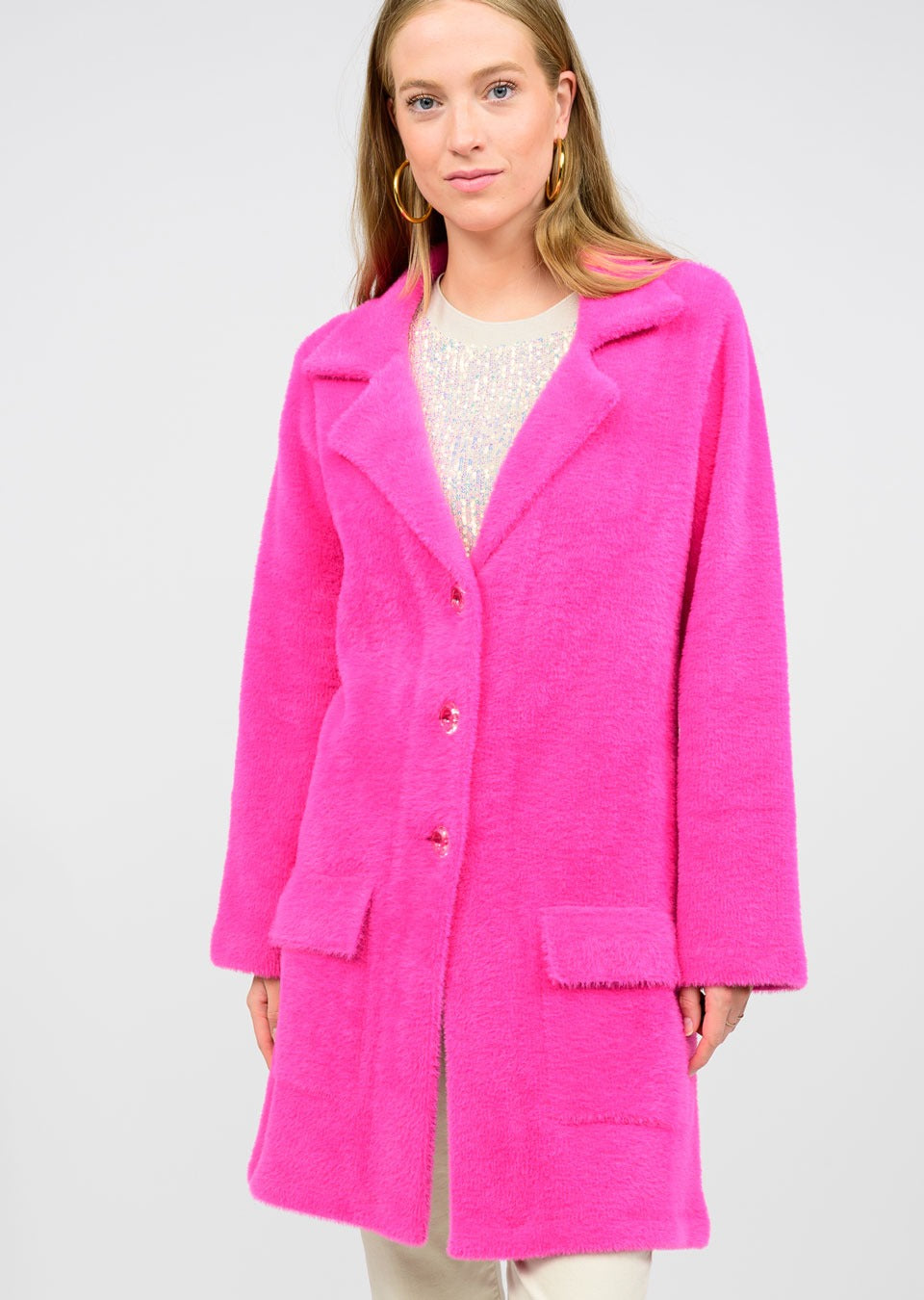 Ivy Jane Sweater Coat in hot pink-front