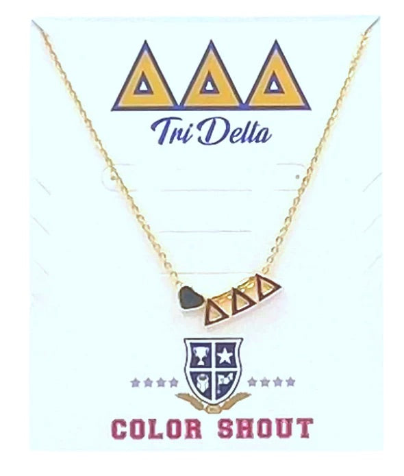 sorority gold heart necklace-delta delta delta
