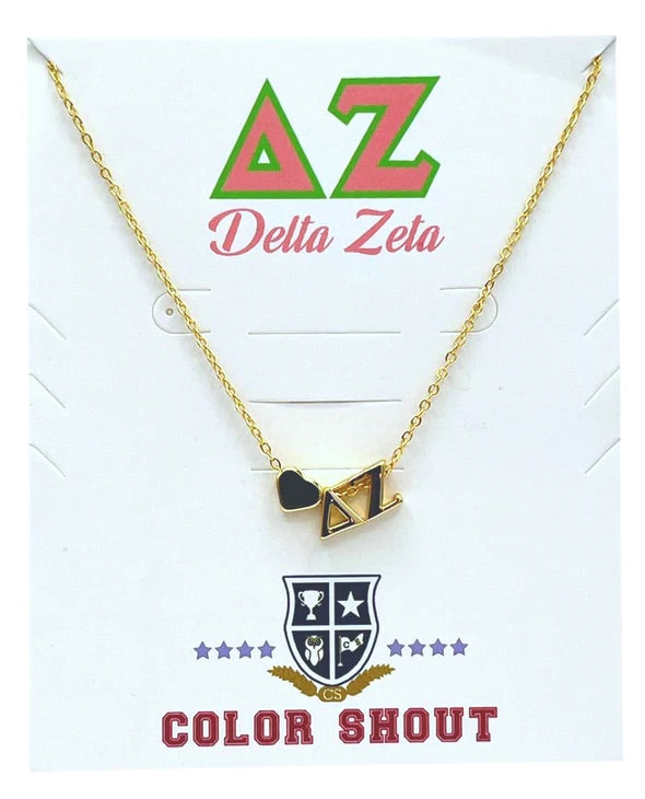 sorority gold heart necklace-delta zeta