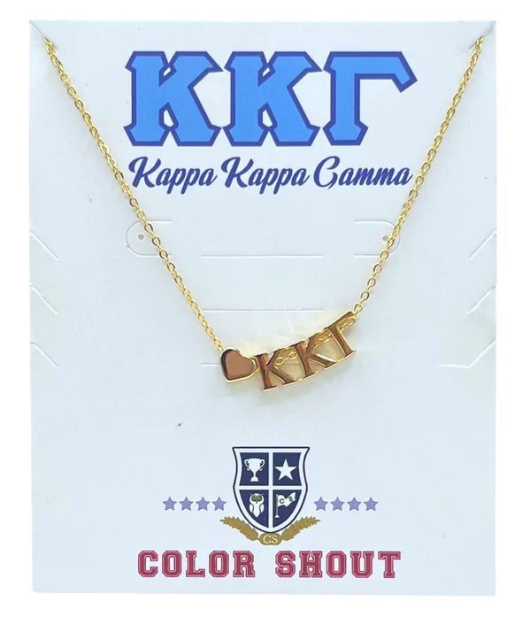 sorority gold heart necklace-kappa kappa gamma
