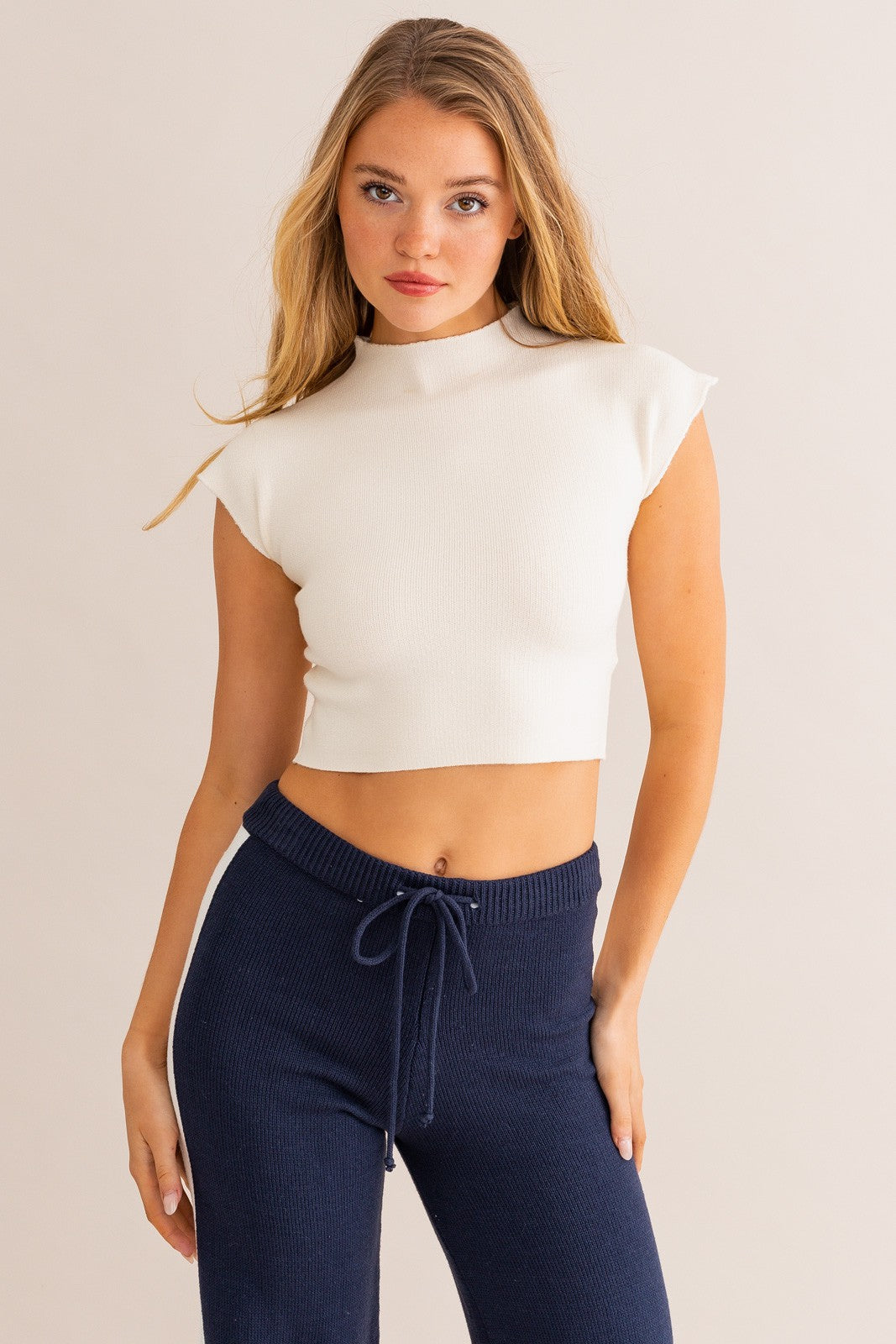 GBO High Neck Sweater Top - White