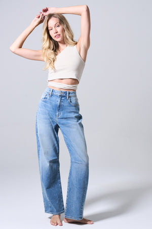 High Rise Wide Straight Barrel Jeans