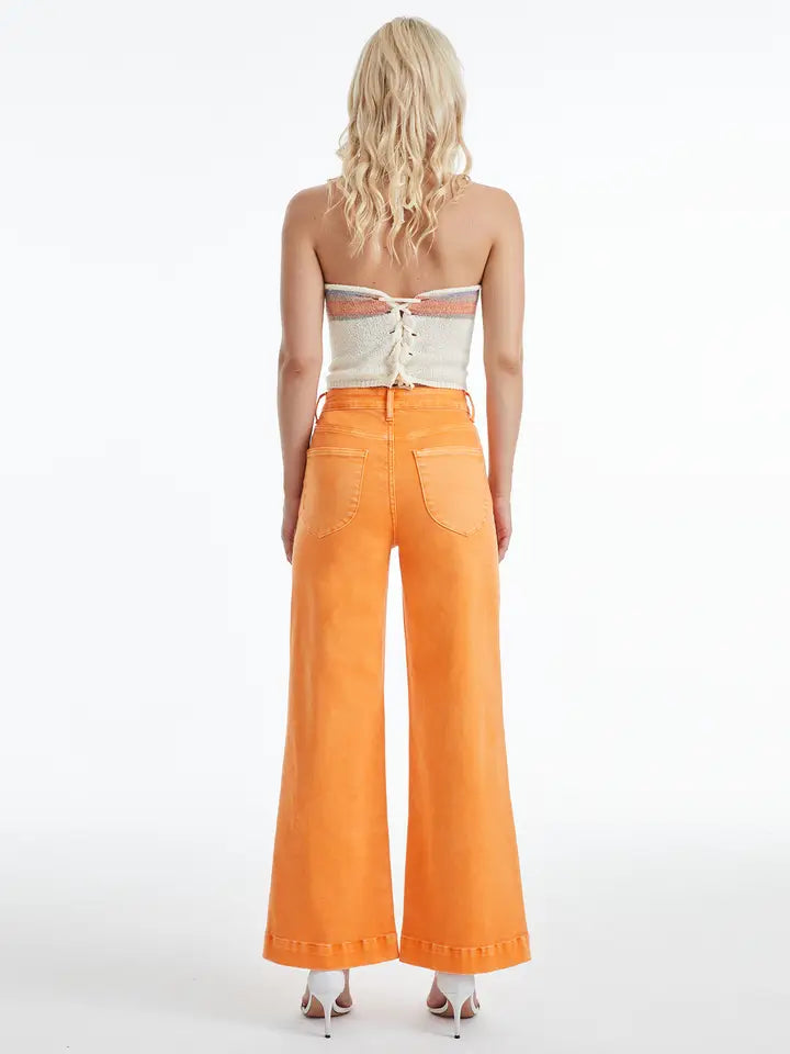 End Zone Twill Pants high rise wide leg twill pants in tennessee orange-back