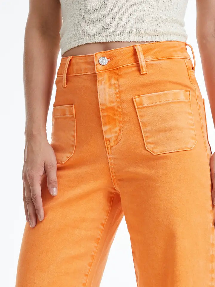 End Zone Twill Pants high rise wide leg twill pants in tennessee orange-front detail