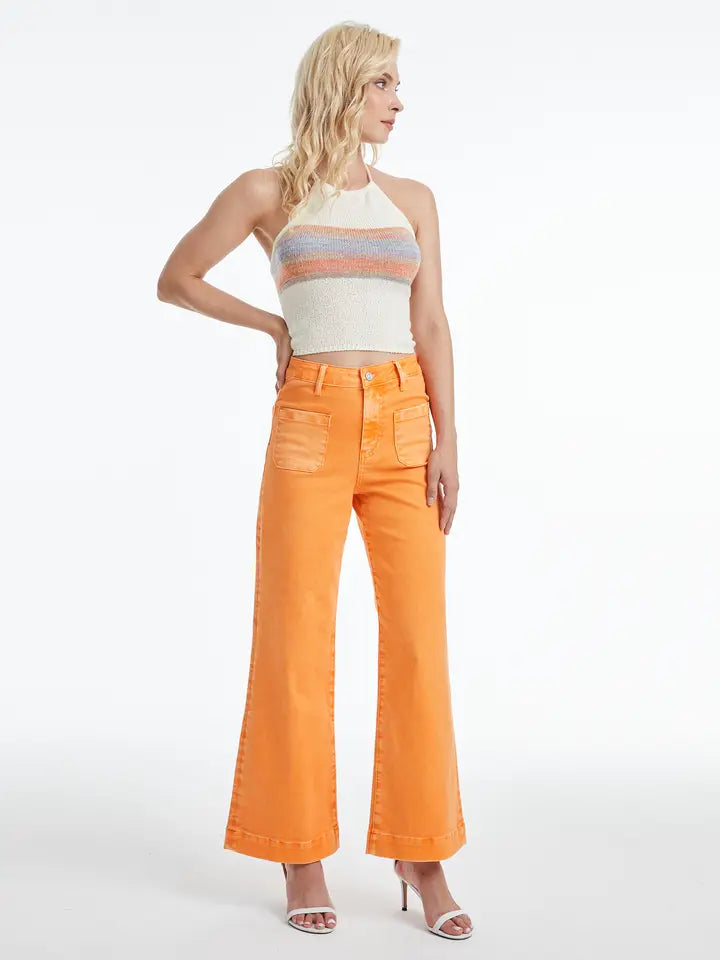 End Zone Twill Pants high rise wide leg twill pants in tennessee orange-front