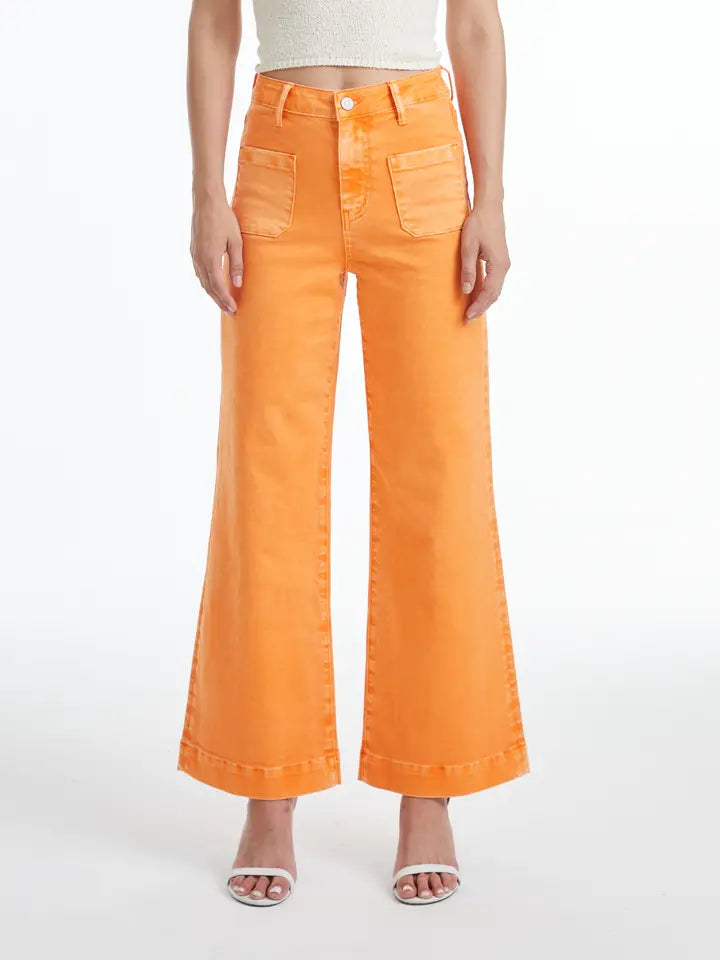 End Zone Twill Pants high rise wide leg twill pants in tennessee orange-front