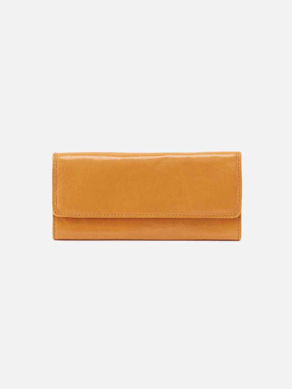 hobo ardor continental trifold wallet in mustard yellow polished leather