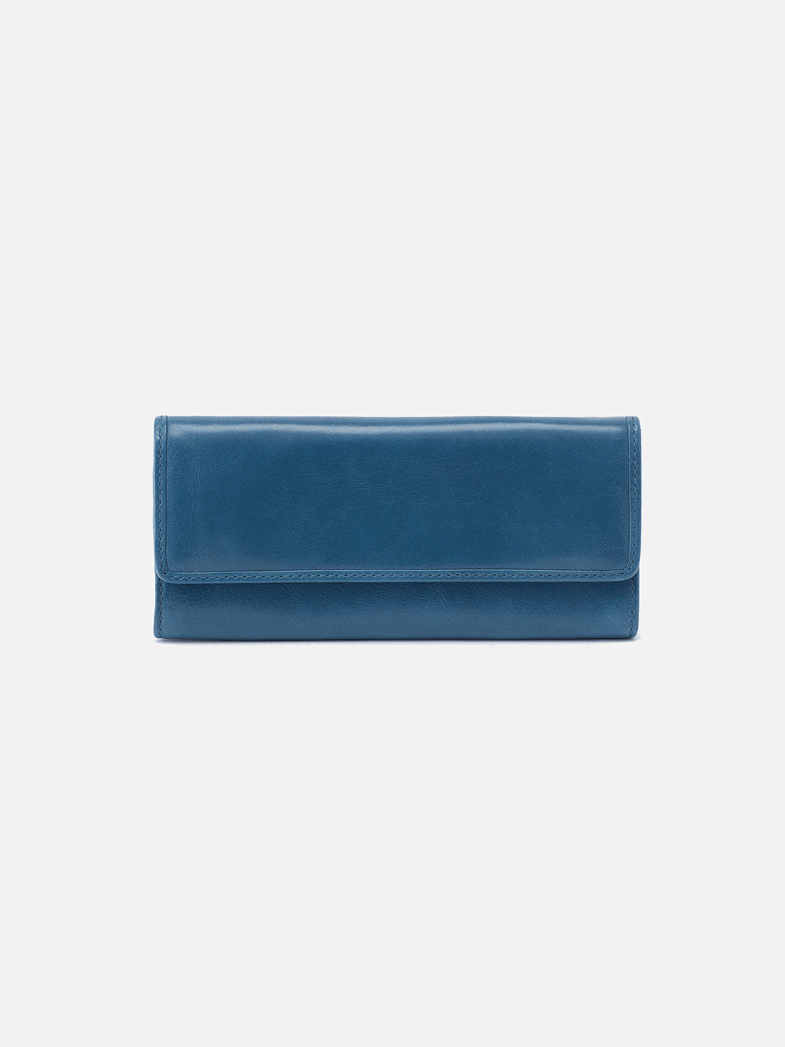 hobo ardor continental trifold wallet in riviera blue polished leather