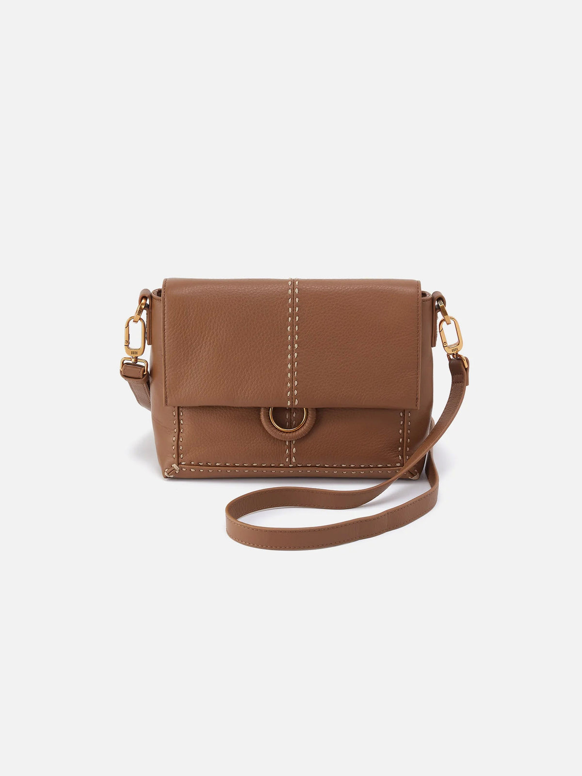 HOBO Austin Flap Crossbody in Timber Brown Pebbled Leather
