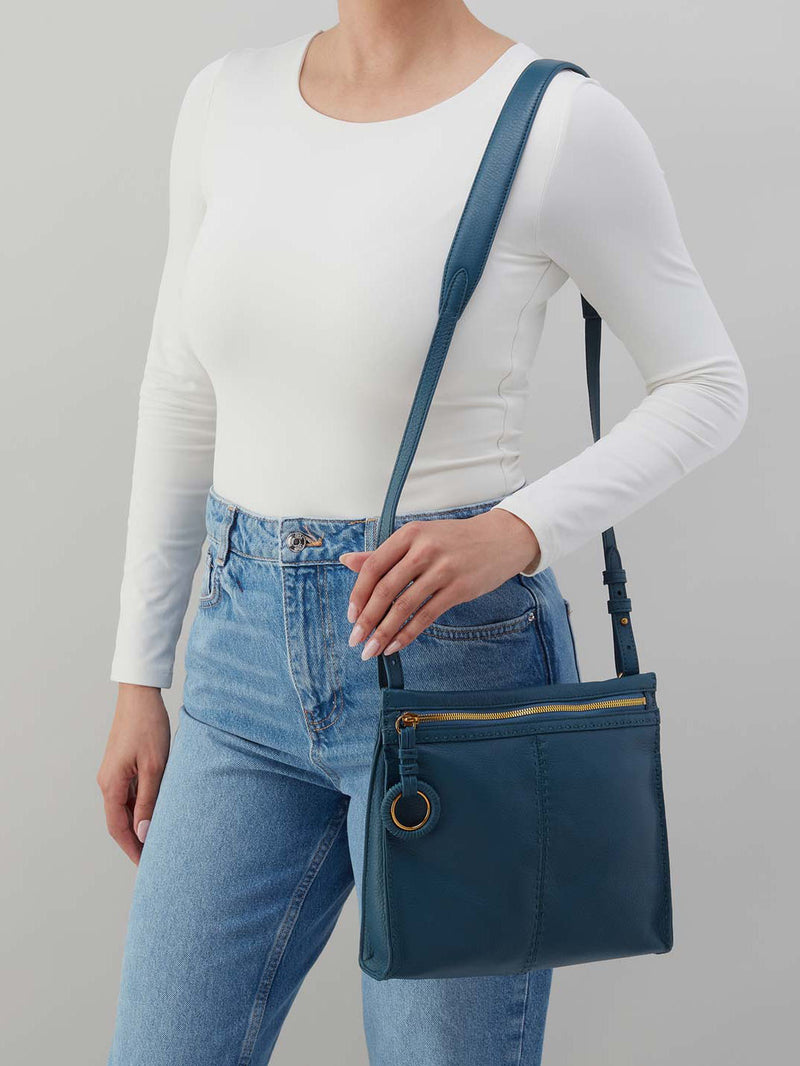 HOBO Austin Medium Crossbody Pebbled Leather Peacock Feather