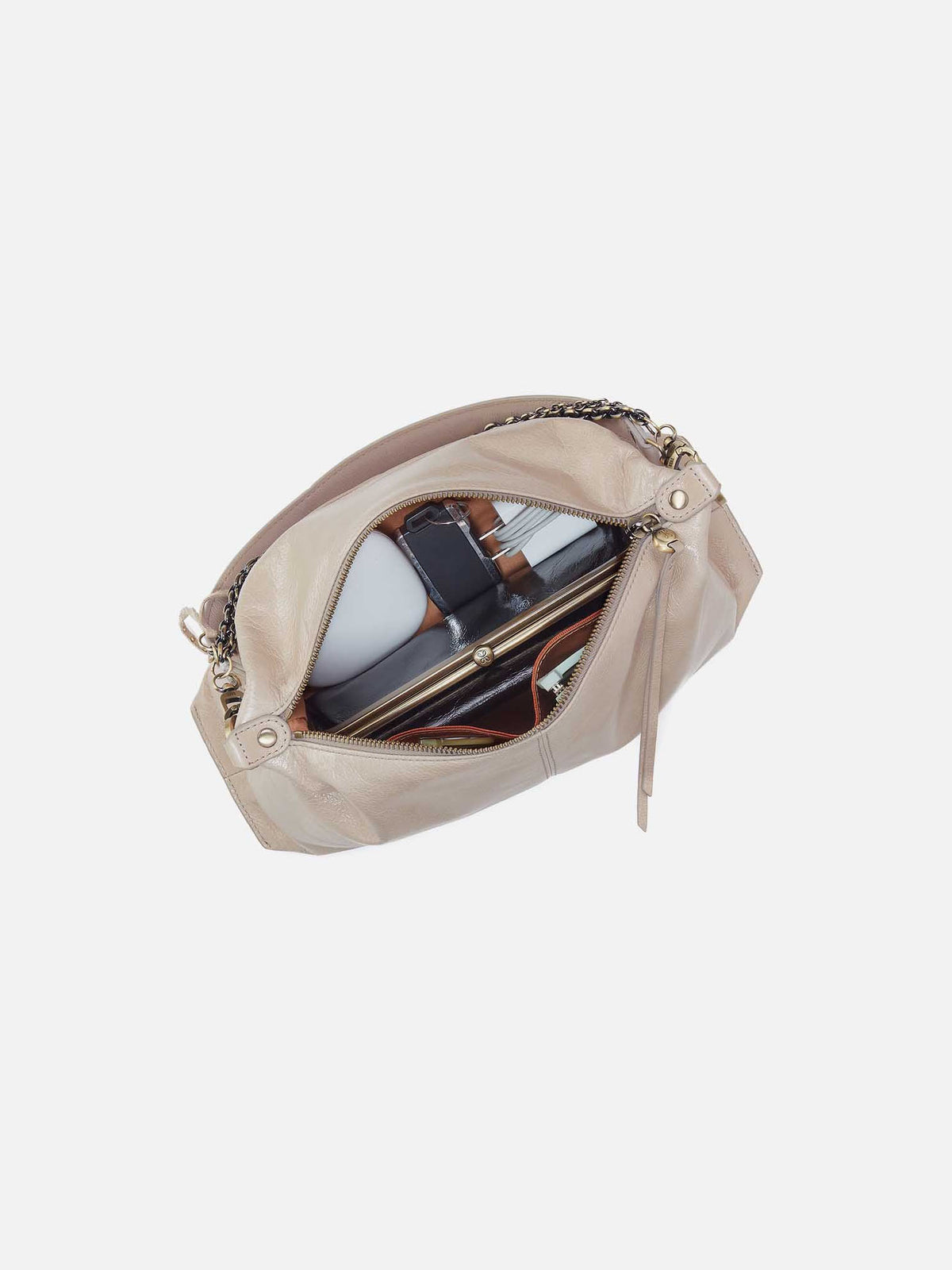 HOBO Avon Shoulder Bag Stone Gloss Aniline Gloss Leather