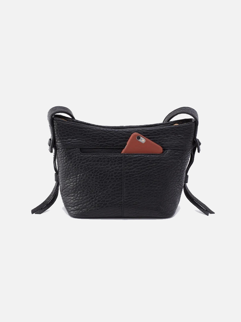 hobo bonita crossbody bag in black bubble pebbled leather