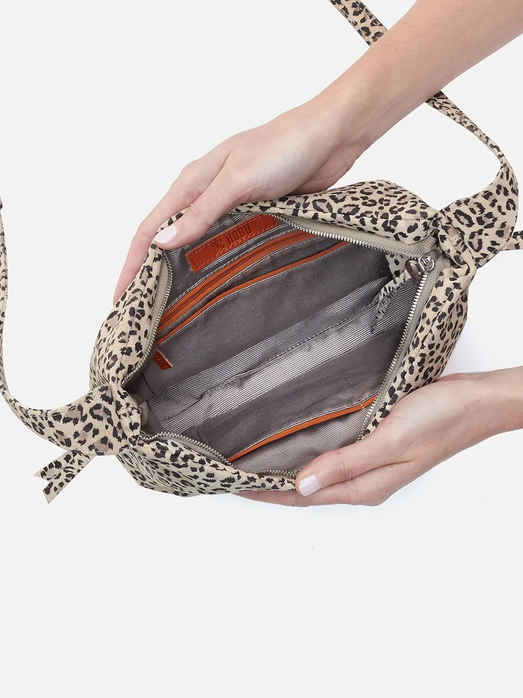 hobo bonita crossbody bag in mini leopard printed leather