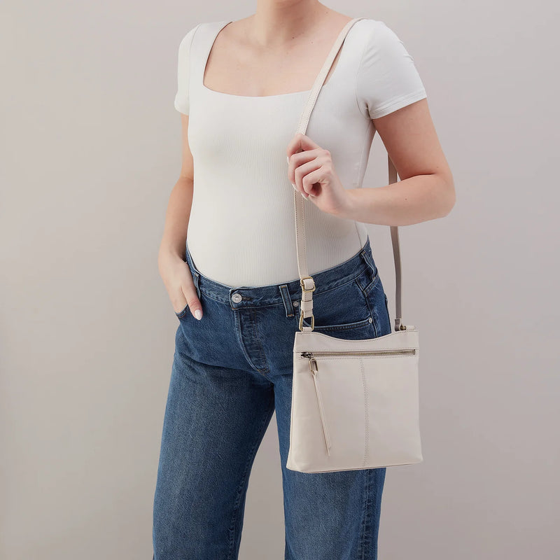 HOBO Cambel Polished Leather Crossbody in Pale Flax