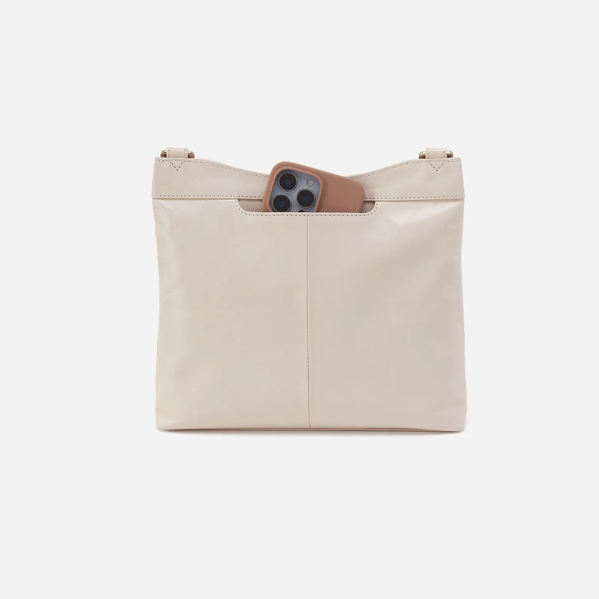 HOBO Cambel Polished Leather Crossbody in Pale Flax