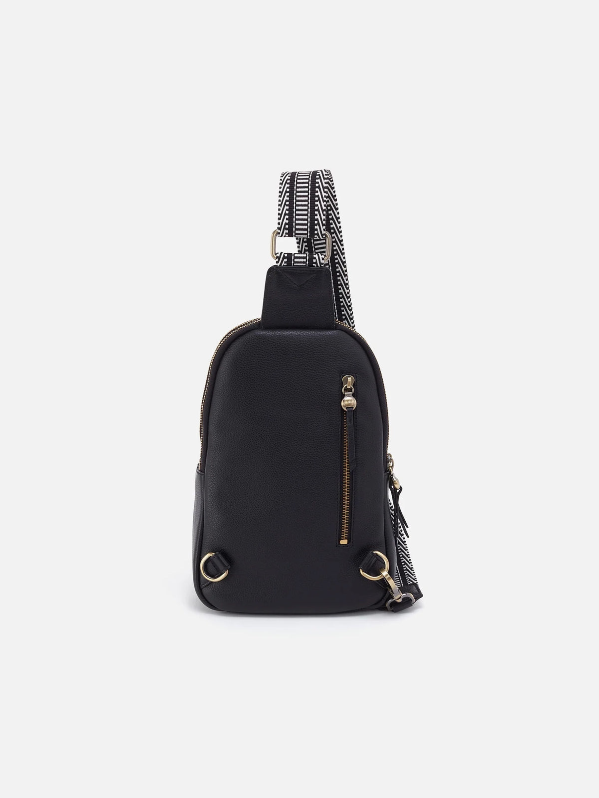 hobo cass sling bag in black pebbled leather