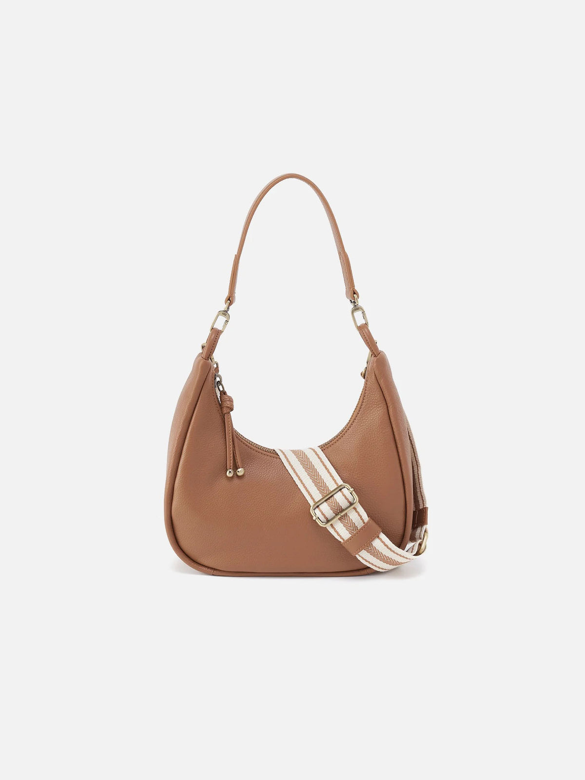 HOBO Cass Small Pebbled Leather Shoulder Bag in Brown Sugar
