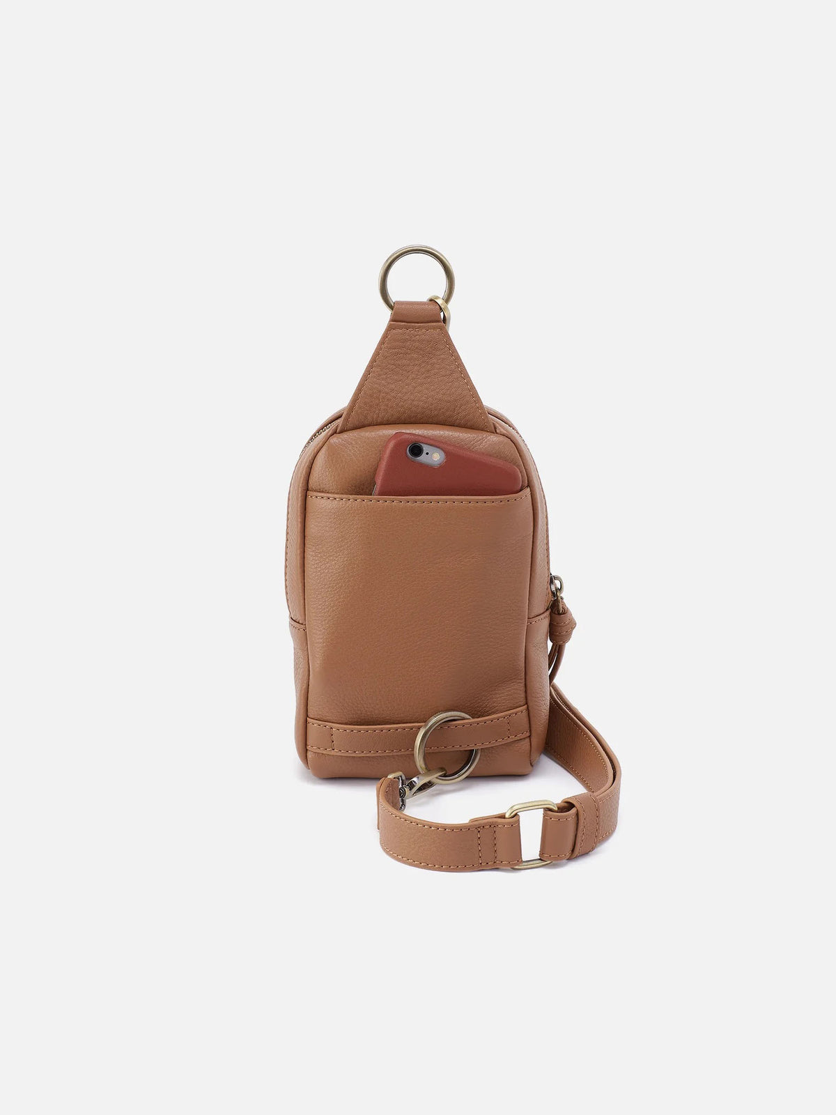 HOBO Cass Small Pebbled Leather Sling in Brown Sugar
